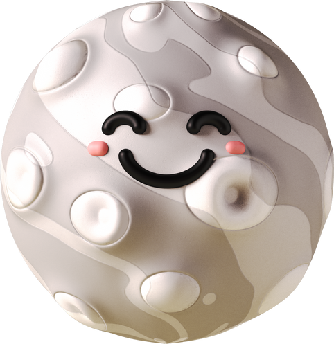 3D Smiling Moon Space Character